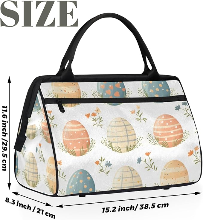 Easter Egg Design Overnight Weekender Bag for Women Men Travel Duffel Bags Waterproof Luggage Carry on Sports Yoga Gym Bag