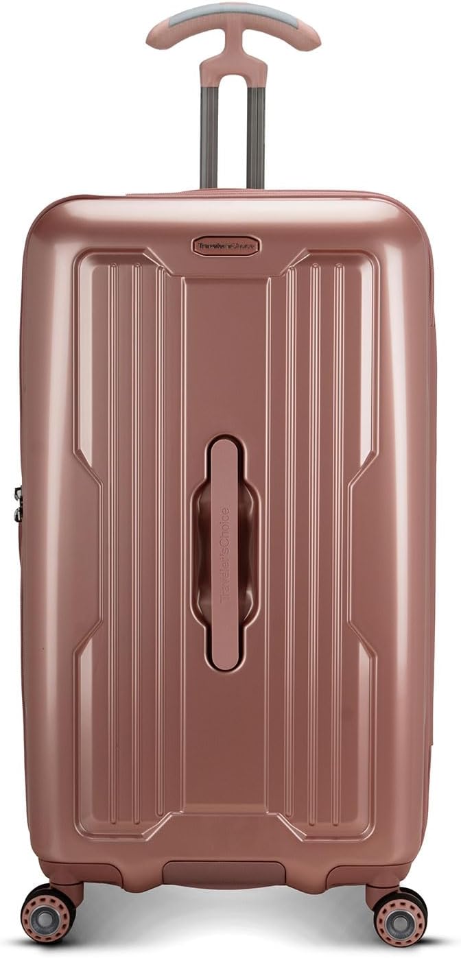 Traveler's Choice Ultimax II Polycarbonate Hardside Luggage with Spinner Wheels, Rose Pink, 28-Inch Medium Trunk