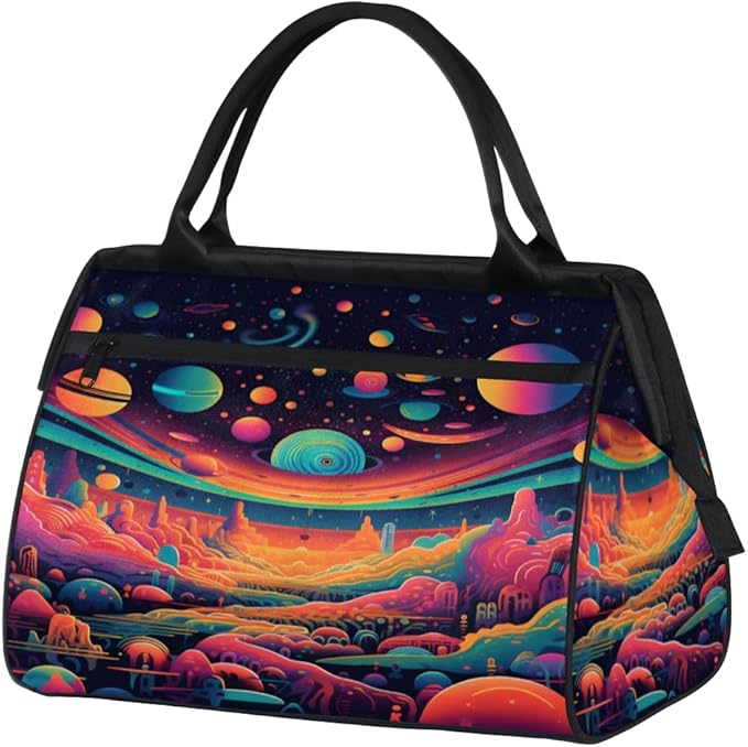 Colorful Planet Overnight Weekender Bag for Women Men Travel Duffel Bags Waterproof Luggage Carry on Sports Yoga Gym Bag