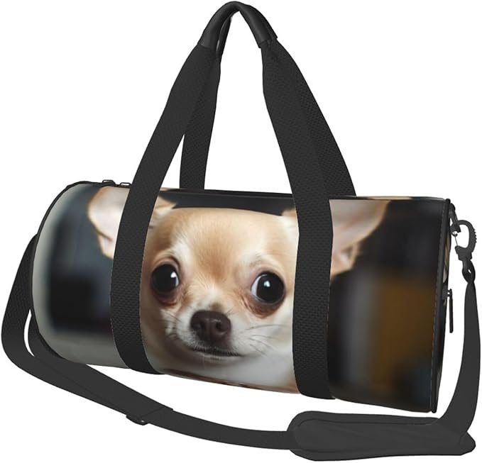 cute chihuahua Sports Gym Bag for Women Men Travel Duffel Bag Tote Weekender Bag Canvas Carry on Overnight Bag for Travel Swimming Fitness Workout Sports Duffle Bag