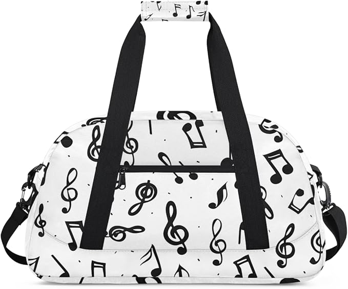 Musical Notes Gym Travel Duffle Bag for Women & Men with Front Zipper Pocket for Sports, Overnight, Weekender, Carry On,Workout & Dance Bag,18.9 * 8.7 * 10.6 in