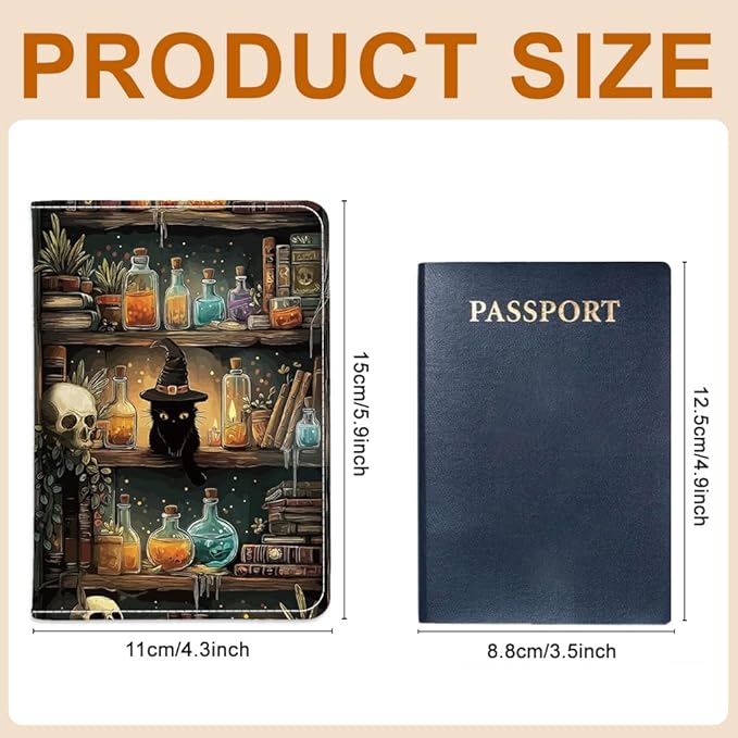 PU Leather Passport Holder Cover 5.9×4.3 Inch with Credit Card Slot and Boarding Pass Slot Combo Blocking Passport Holder Wallet Cover Case for Travel Boarding Essentials (Magical)