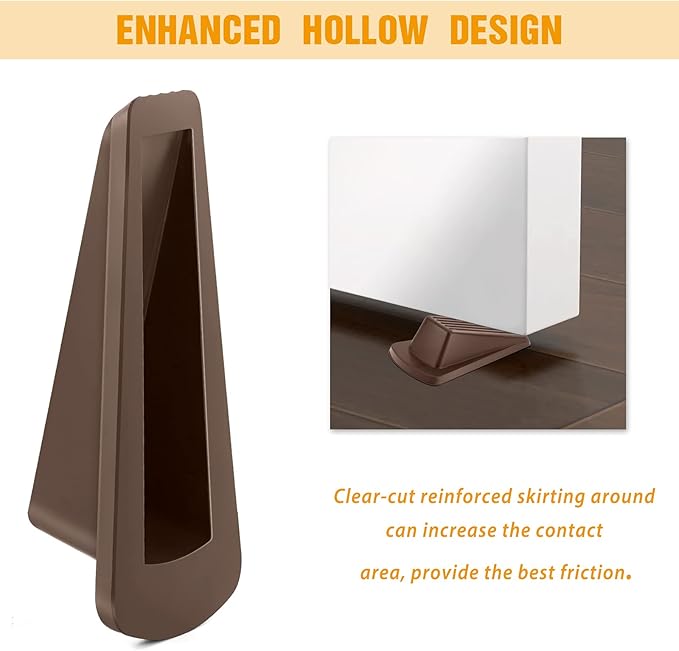 Crosize Door Stoppers for Bottom of Door, Premium Rubber Door Stops, Sturdy Door Wedge for Carpet, Tile, Concrete, Wood, Door Holder for Heavy Duty Door (Brown, 1 Pack)