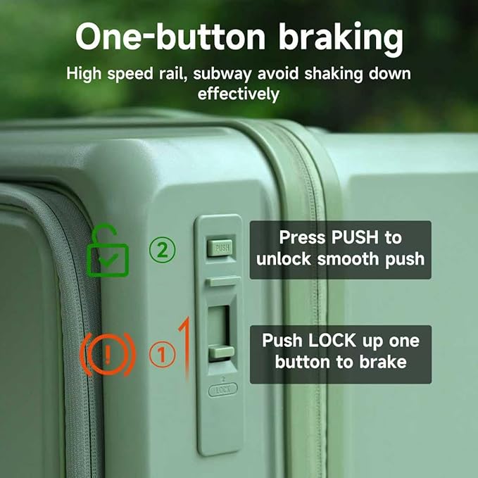 ROAMING Expandable 28-Inch Checked Luggage with Mute Brake Wheels Airline Approved Hard Shell Suitcases with Front Pocket Top Opening Luggage with TSA Lock for Short Business Travel, Jade cyan