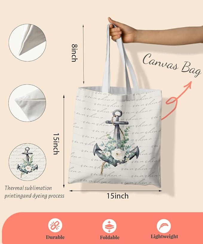 Beach Summer Canvas Tote Bag for Women Teen Girls Gifts Cute Small Travel Work Tote Bags Reusable Grocery Bags