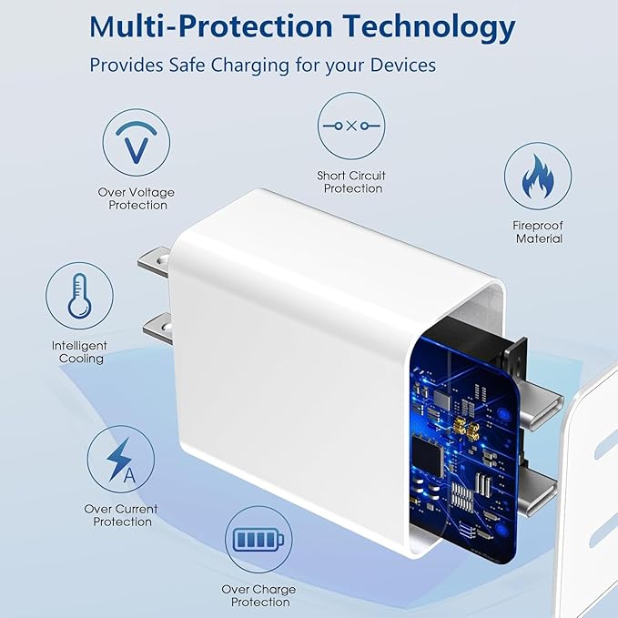 Dual Port 45W iPhone 17 16 15 Fast Charger Block and 6ft 10ft Type C to USB C Cable Cord Long, iPad Wall Charging Plug Cube Brick for Apple iPhone 17 Pro Max/17 Air/16 e/16 Pro/15 Plus/15 Mini/Samsung