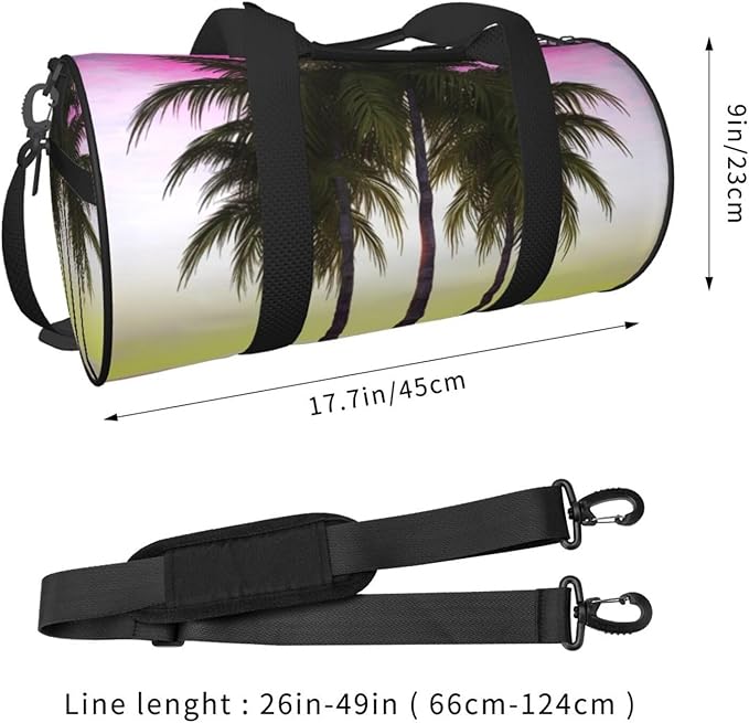 Tropical Palm Tree Sports Gym Bag for Women Men Travel Duffel Bag Tote Weekender Bag Canvas Carry on Overnight Bag for Travel Swimming Fitness Workout Sports Duffle Bag