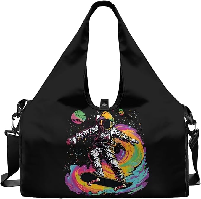 Mens Tote Bag with Carriers, Fits All Stuff Mens Gym Bag with Shoe Compartment, Pocket, Double Zipper Weekender Bag Take in Out Mat Easily