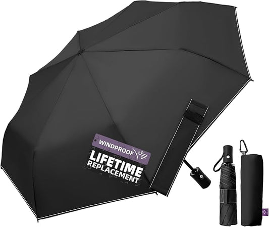 Compact Travel Windproof Umbrella, 43" Auto open/close Folding Quick Dry Umbrellas for Rain, Lightweight Portable Small for Backpack Car, Thoughtful Gift for Women Men Kids, TSA Approved