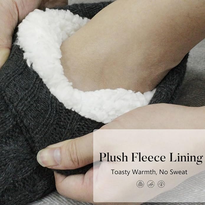 Mens Fuzzy Slipper Socks Soft Cozy Thick House Indoor Boot Sock Shoes with Anti-Skid Bottom Soles