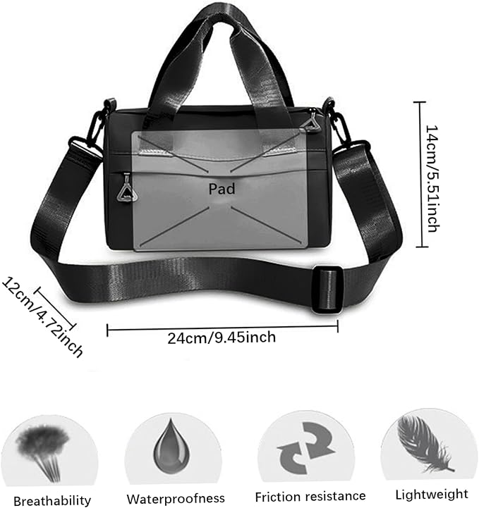 Mini Gym Bag for Women Mini Gym Bag, 9.5x4.7x5.5 inch Nylon Duffle, Handheld/Crossbody/Shoulder Duffle with Adjustable Strap, Zipper Small