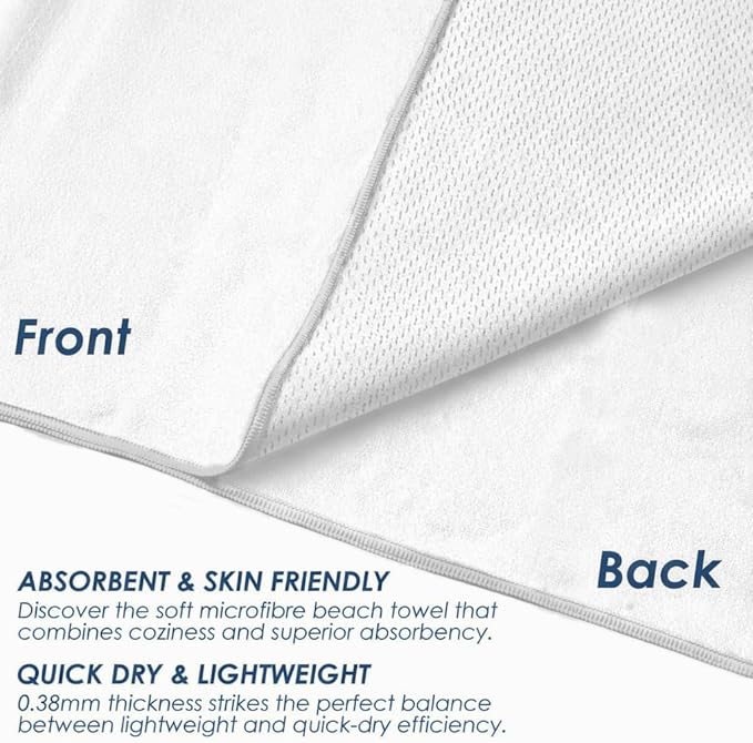 Microfiber Towel Large for Beach, Travel, Swimming, Bath, Pool–Quick Dry, Ultra Compact, Sand Free, Lightweight & Super Absorbent(Light Gray,60x30 in)
