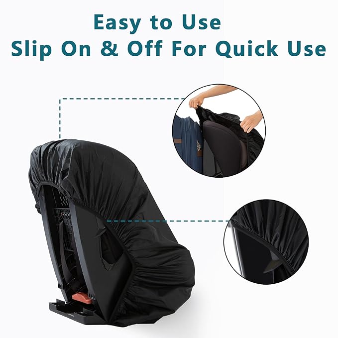 Car Seat Cover for Air Travel, Car Seat Travel Bag for Gate Check, Sun Shade, Waterproof, Dustproof & Abrasionproof, Covers and Blocks Out Heat & Sun| Baby Travel Accessories (Black)