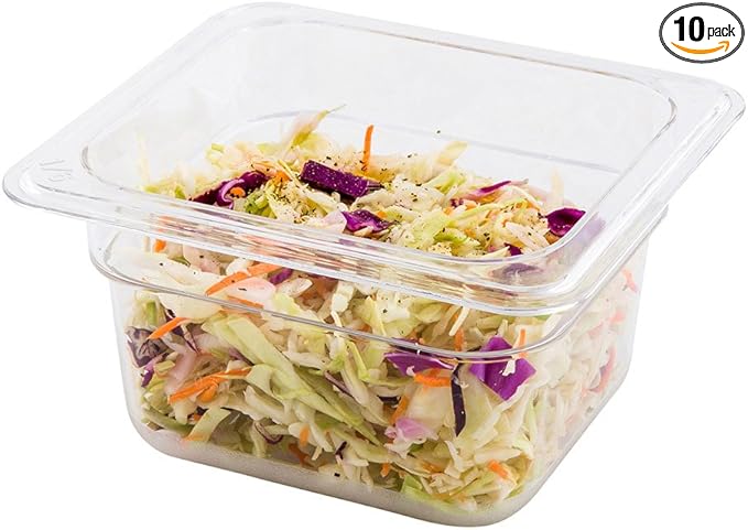 Restaurantware-4 Inch Deep Food Pans, 10 1/6 Size Commercial Food Storage Container - Freezable, Break-Resistant, Clear Plastic Cold Pans, Dishwashable, For Kitchens, Restaurants, Or Cafeterias