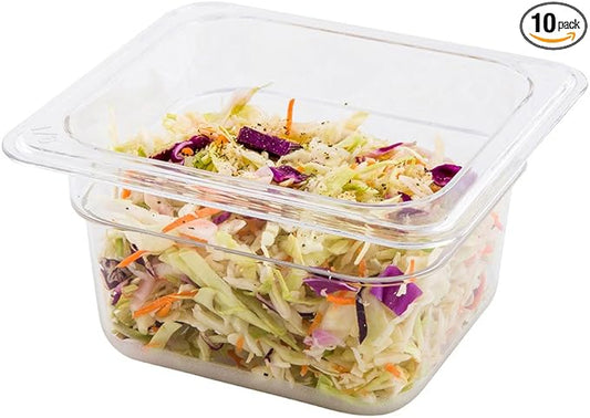 Restaurantware-4 Inch Deep Food Pans, 10 1/6 Size Commercial Food Storage Container - Freezable, Break-Resistant, Clear Plastic Cold Pans, Dishwashable, For Kitchens, Restaurants, Or Cafeterias