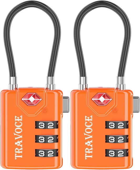 TSA Approved Luggage Locks, Travel Locks Which Also Work Great as Gym Locks, Toolbox Lock, Backpack and More, Orange 2 Pack