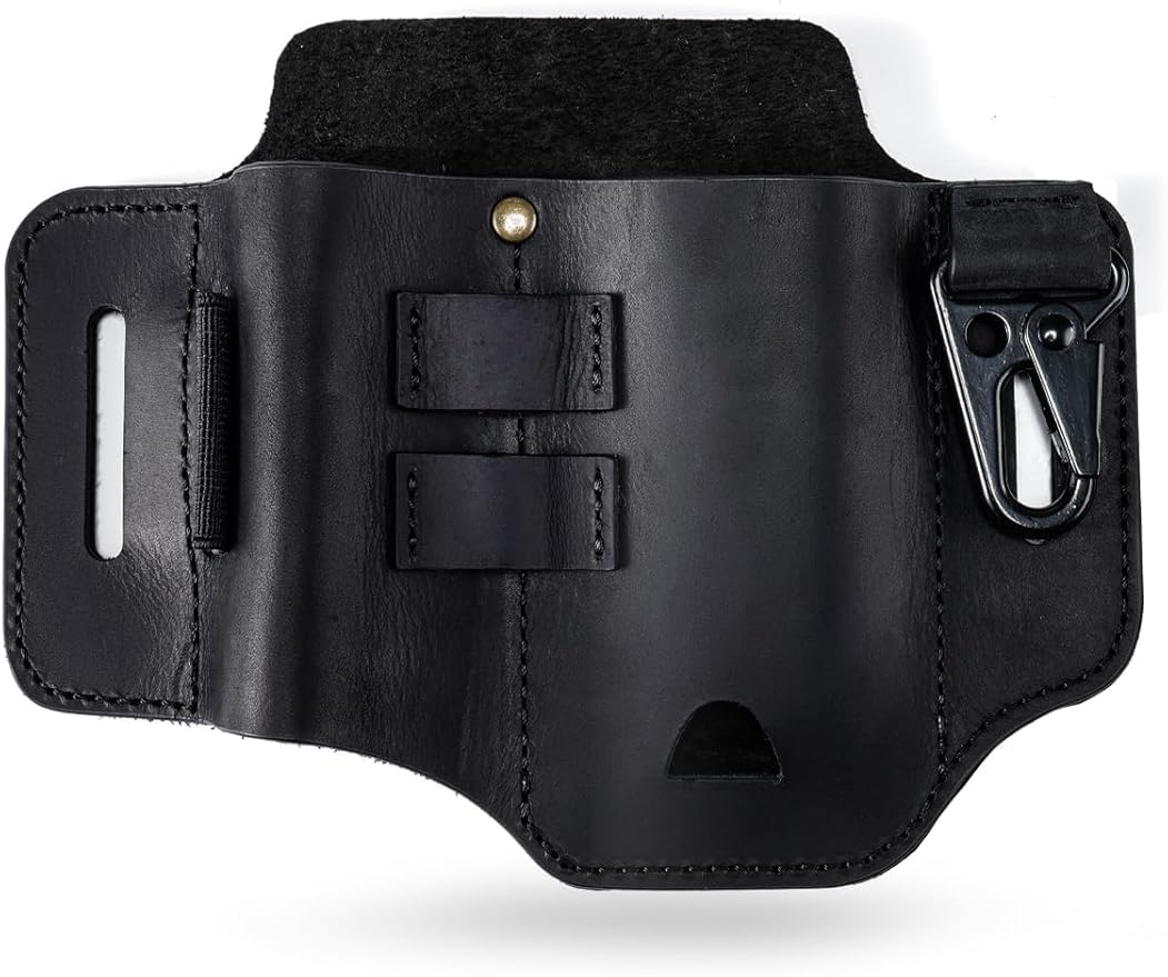 ST2 Leather Multitool Sheath, EDC Leather Belt Organizer, Belt EDC Organizer for Leatherman Tools, Flashlight, Pen, and Keychain Clip, Great for Work and Daily Use, Ideal Gift for Men