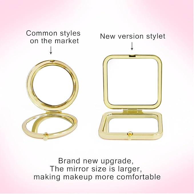 Pocket Mirror, Small Travel Mirror with Magnification, Portable Double-Sided Magnifying Makeup Mirror for Daily Gold Evil Eyes
