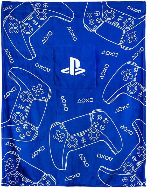 Paladone PlayStation 2-in-1 Cushion Blanket - Officially Licensed Travel Blanket, Foldable Soft Fluffy Throw, Compact Design for Gaming Room or Bedroom Decor