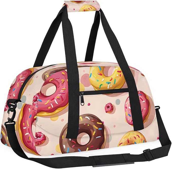 Doughnuts Print Kids-Duffel-Bags Gymnastics Dance Bag Carry-On Overnight Travel Gym Lightweight Dance Sports Bags For Girls Boys Kids，