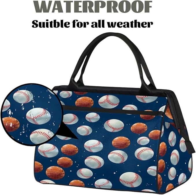 Baseball Overnight Weekender Bag for Women Men Travel Duffel Bags Waterproof Luggage Carry on Sports Yoga Gym Bag