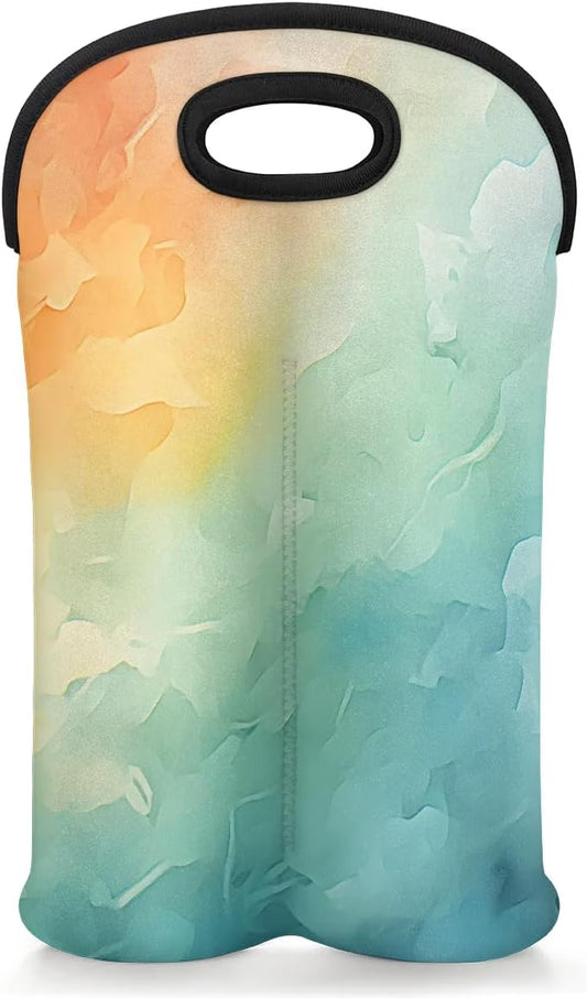 Wine Carrier Tote Bag - 2 Bottle Neoprene Insulated Holder with Soft Grip Handle, Perfect for Travel, Picnic, Gifting