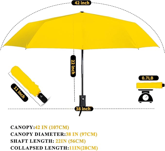 MRTLLOA 42/49 Inch Compact Travel Essentials Umbrella for Rain, Lightweight, Portable, Automatic, Strong, Waterproof Folding Umbrellas for Women, Men and Teenagers