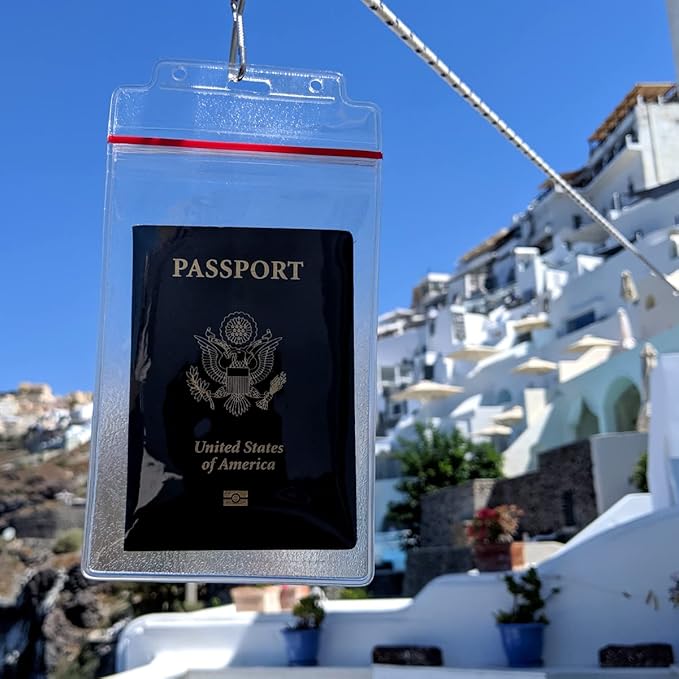 5 Pack - Extra Large Waterproof Badge Holder - 4 X 6 Inch Passport Size - Heavy Duty with Resealable Zip Top Closure - Clear Plastic 4x6 Vertical Holders by Specialist ID (Great for Cruise Essentials)