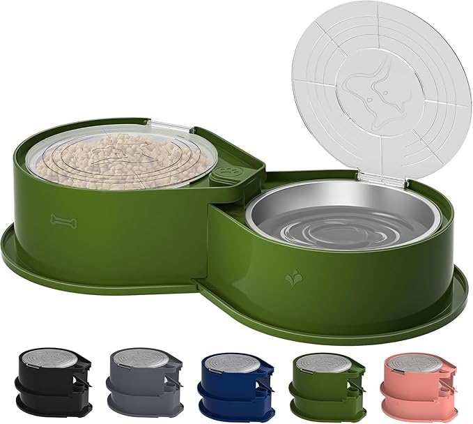 Newget Stainless Steel Dog Bowl Set with Lids, 304 Metal Dual Food & Water Bowls for Dogs & Cats, Large Capacity Pet Feeder with Cover Keeps Food Fresh, Anti-Skid Dog Dish for Small/Medium/Large Pets