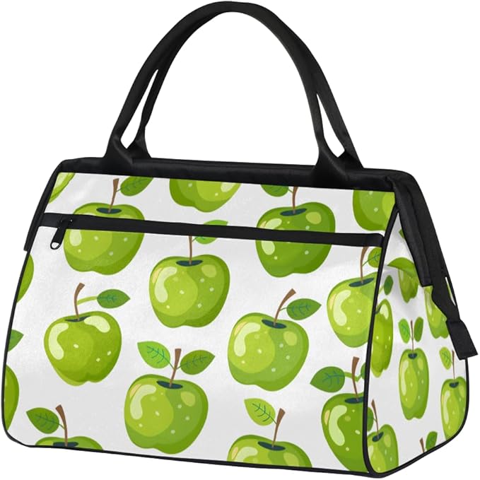 Green Apples Overnight Weekender Bag for Women Men Travel Duffel Bags Waterproof Luggage Carry on Sports Yoga Gym Bag