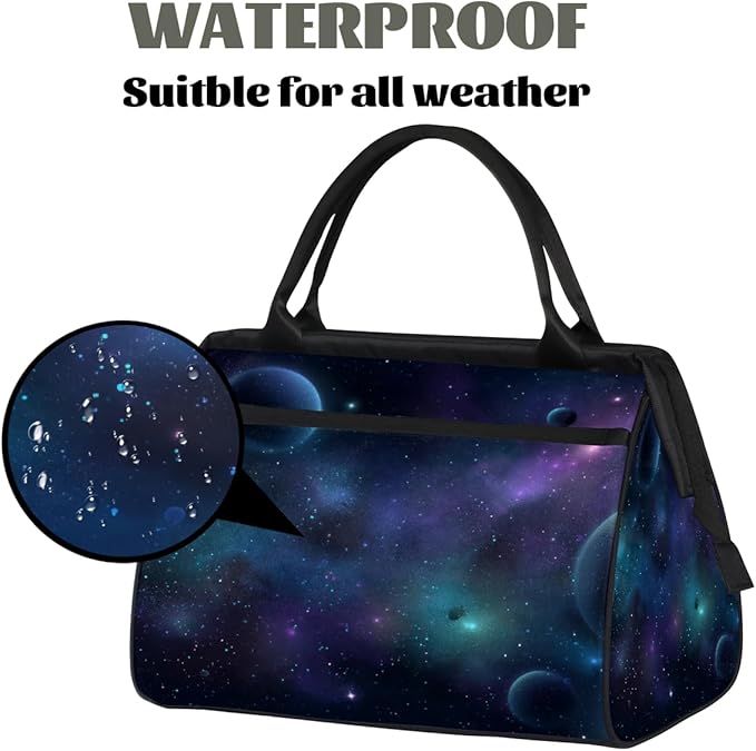 Overnight Weekender Bags for Women Men, Starry Universe With Planets And Stars Waterproof Travel Carry On Duffel Bag, Lightweight Sports Gym Bag for Fitness, Workout, Travel