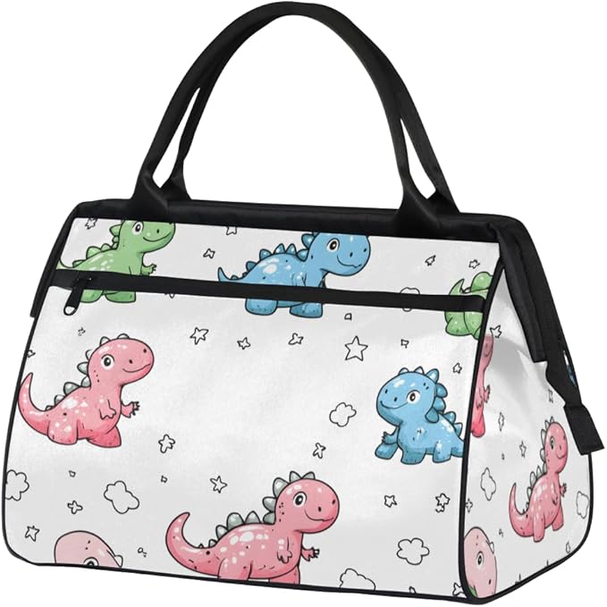 Little Dino Overnight Weekender Bag for Women Men Travel Duffel Bags Waterproof Luggage Carry on Sports Yoga Gym Bag