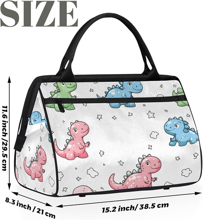 Little Dino Overnight Weekender Bag for Women Men Travel Duffel Bags Waterproof Luggage Carry on Sports Yoga Gym Bag