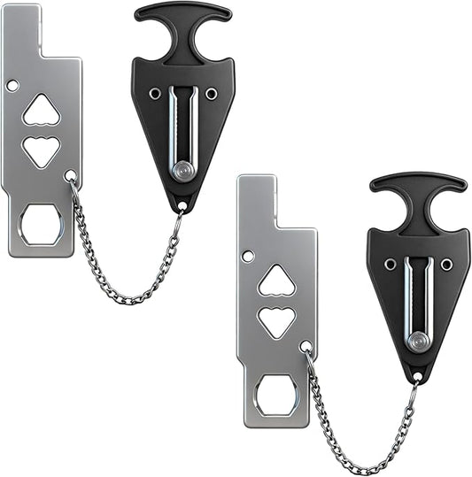 Portable Door Lock, Travel Door Lock for Hotel, Apartment, Dorm & Home – Extra Security Door Stoppers, Hotel Safety Devices for Travel Privacy Protection 2PK Black