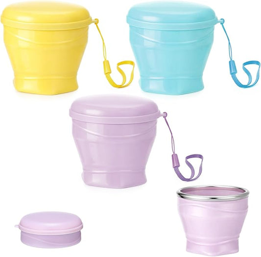 Zhehao 3 Pack Collapsible Travel Cup 6oz/180ml Silicone Collapsible Travel Water Cup Silicone Foldable Mug with Lid for Camping, Hiking, Outdoors(Yellow, Purple, Blue)