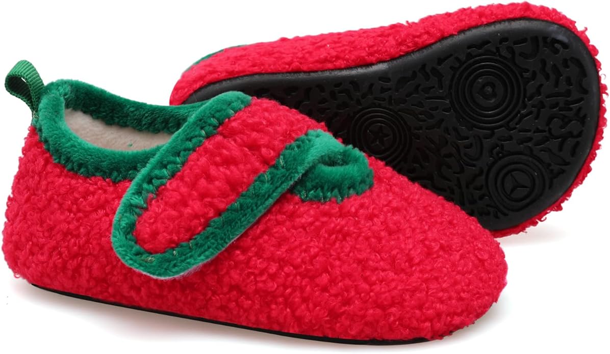 XIHALOOK Toddler Boys Girls House Slippers with Microfleece Lining Cozy Household Shoes Non-slip for Kids