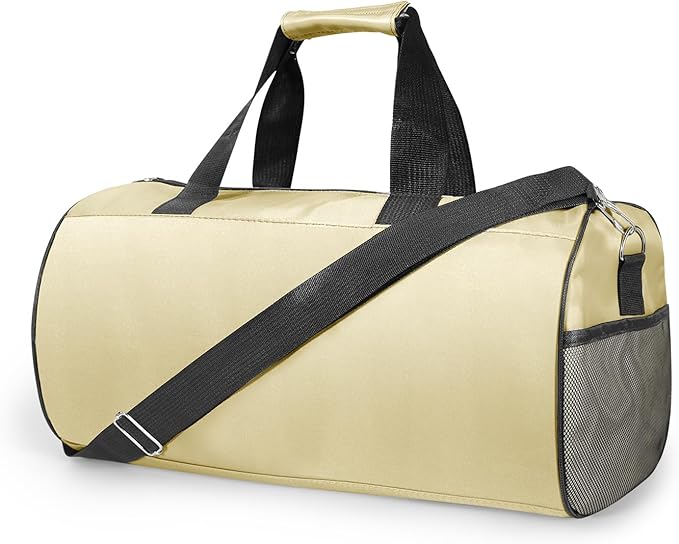 C&F BOGMOST Small Gym Bag for Women & Men,Small Lightweight Duffel Bag Carry On Bags Mini Duffel Travel Bag Waterproof Sports Bags for Workout/Sport/Travel, Beige,Large