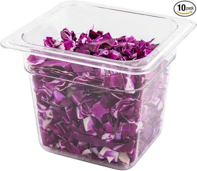 Restaurantware-6 Inch Deep Food Pans, 10 1/6 Size Commercial Food Storage Container - Freezable, Break-Resistant, Clear Plastic Cold Pans, Dishwashable, For Kitchens, Restaurants, Or Cafeterias