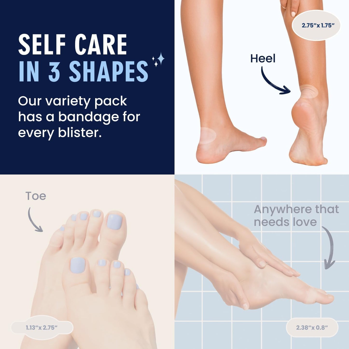 Dr. Frederick's Original Better Blister Bandages - 10 ct - Water-Resistant - 40% More Cushioning - Hydrocolloid Pads for Foot & Heel Protection & Recovery - Blister Relief Pads - Heel Pack