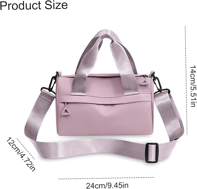 Mini Gym Bag for Women Mini Gym Bag, 9.5x4.7x5.5 inch Nylon Duffle, Handheld/Crossbody/Shoulder Duffle with Adjustable Strap, Zipper Small