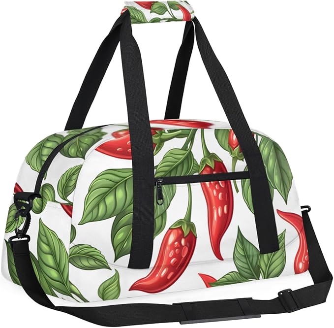Green Leaf Chili Pepper Kids-Duffel-Bags Gymnastics Dance Bag Carry-On Overnight Travel Gym Lightweight Dance Sports Bags For Girls Boys Kids，