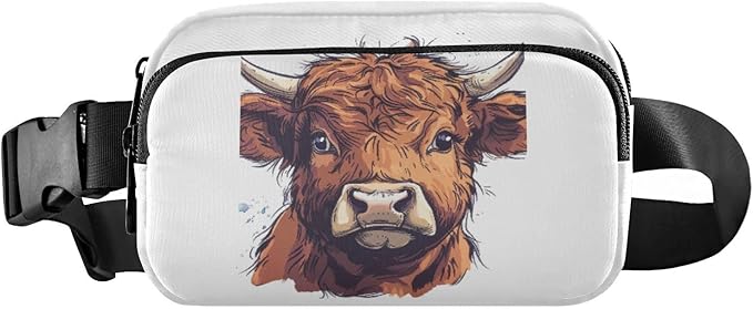 Scottish Highland Cow Fanny Pack for Women Men Water Resistant Fashion Waist Packs with Adjustable Strap Belt Bag for Travel Workout Jogging Hiking 21220033