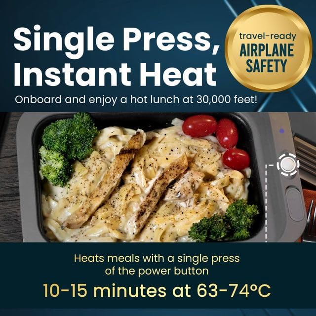 Hot Bento PLUS Self Heated Lunch Box and Food Warmer Removeable Battery Powered, Portable, Cordless, Hot Meals for Office, Travel, Jobsite, Picnics, Outdoor Recreation, Kitchen Meal Prep (Ocean)