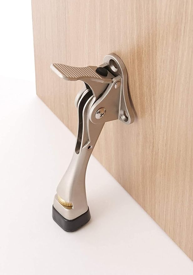 Gotega Door Stopper, 2 Packs Kickdown Door Stop with One Touch Adjustable Height and Rubber Tip 4 Inches, Heavy Duty Door Stops, Door Holder, Bottom of Door - Black
