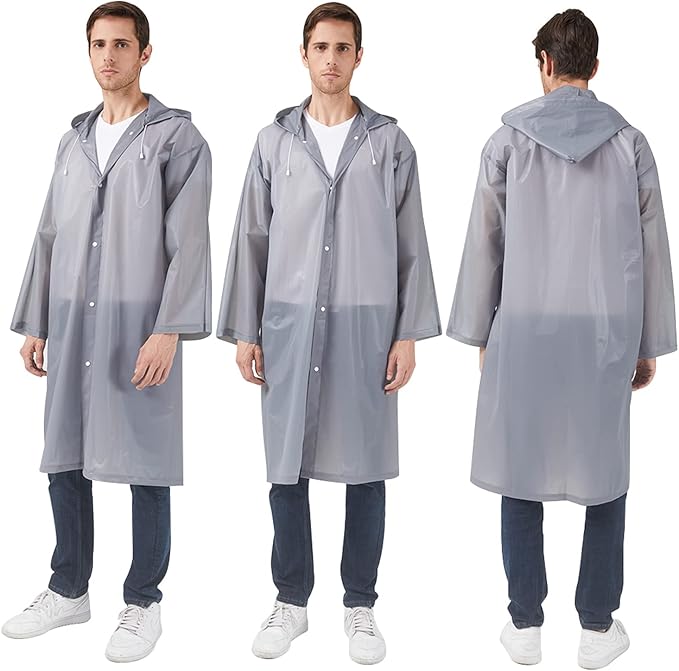 Rain Ponchos Raincoats for Adults Women, Reusable Rain Jacket Coats with Hood for Family Disney Park Travel 2 Pack