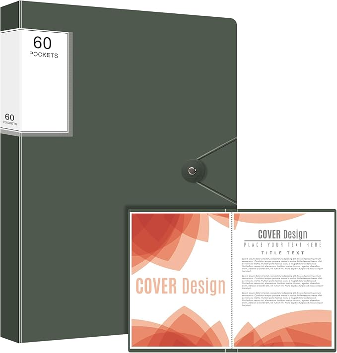 Art Portfolio Binder, Display Book with Plastic Sleeves, 60 Pocket Binder with Plastic Sleeves, Displays 120 Pages of Documents for Artwork, Document Organize