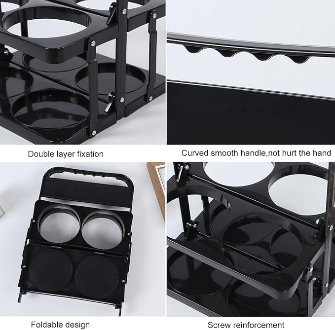 Portable Drink Carrier,Reusable Beer Bottle Coffee Cup Holder,Beer Bottle Drink Caddy for Delivery,4 Holes Cup Holders with Handle for Catering Restaurant Travel Car,Black