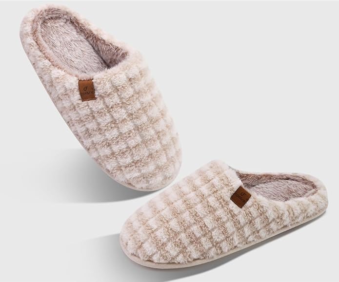 COFACE Mens Cozy Memory Foam Scuff Slippers Casual Slip On Warm House Shoes Indoor/Outdoor Sandal Slippers With Arch Support Rubber Sole Size 7-15