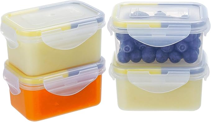 KIGI Small Plastic Food Storage Container Set for Snack, Puree, Lunch & Meal Prep, BPA-Free, Airtight lids, Leak-Proof Mini Bento box (0.75 Cup, 8 Piece Set)