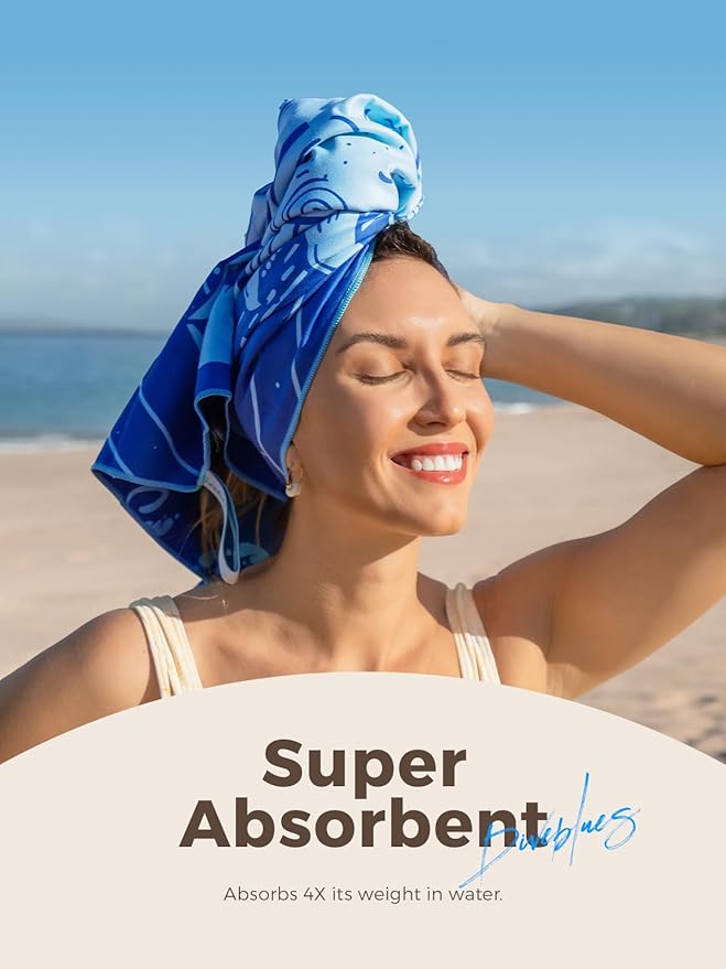 Diveblues Microfiber Beach Towel Extra Large 71" x 32", Sand Free Travel Towels Oversized, Lightweight, Quick Dry, Absorbent, Women Men Gift for Camping, Pool, Gym, Yoga, Beach Essentials